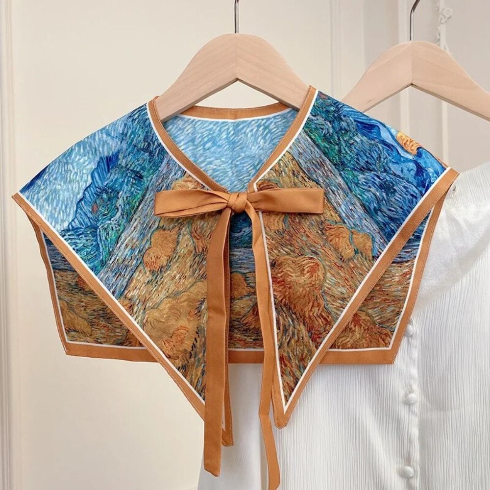 Silk Blouse - Floral Pattern Shirt Fake Collar Fashion